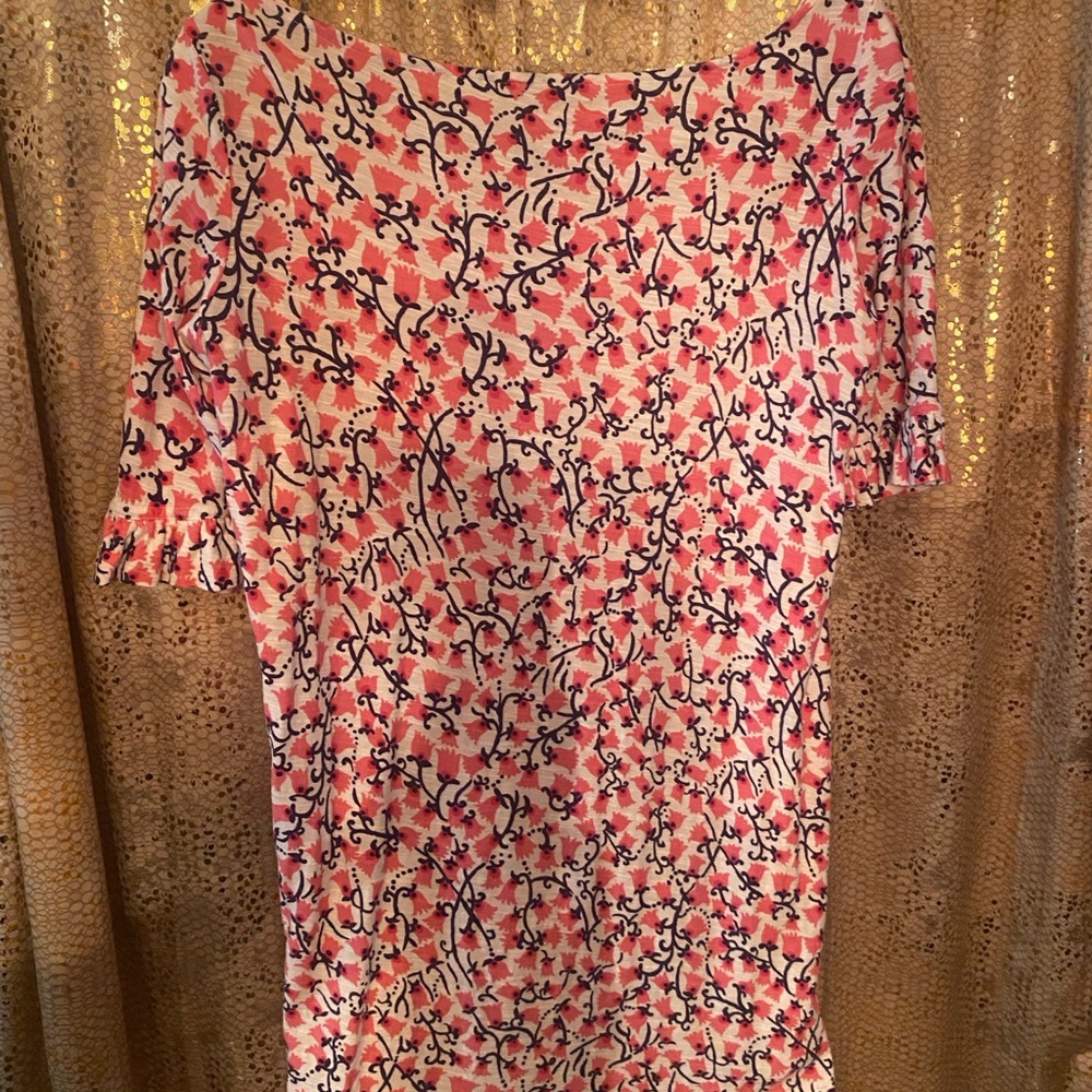 Vibrant Pink and Black Floral Dress